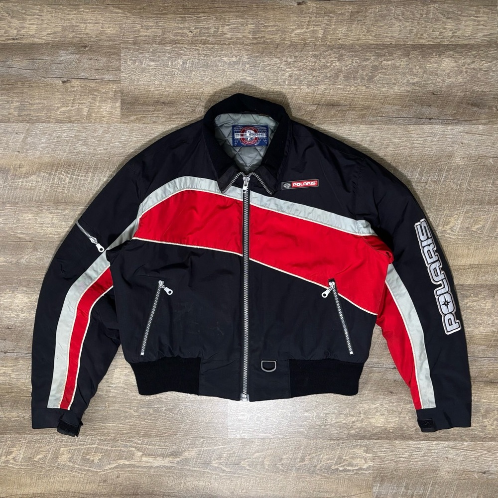 Vintage Polaris Snowmobile Jacket Women's XL Red Black Retro 90s FLAW